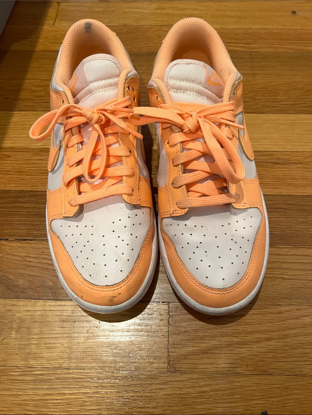 Nike Women's Orange and White Low-Top Athletic Shoes